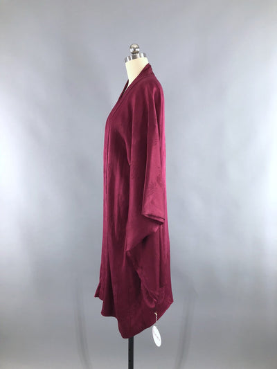 Vintage 1920s Silk Kimono Cardigan Jacket / Deep Cranberry Red - ThisBlueBird