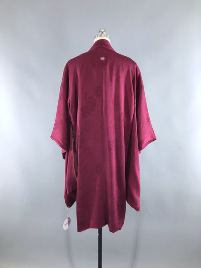 Vintage 1920s Silk Kimono Cardigan Jacket / Deep Cranberry Red - ThisBlueBird