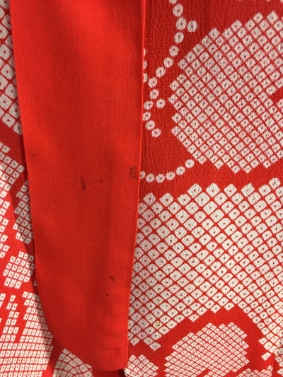 Vintage 1920s Silk Kimono Robe / Red Shibori Daisy Print - ThisBlueBird
