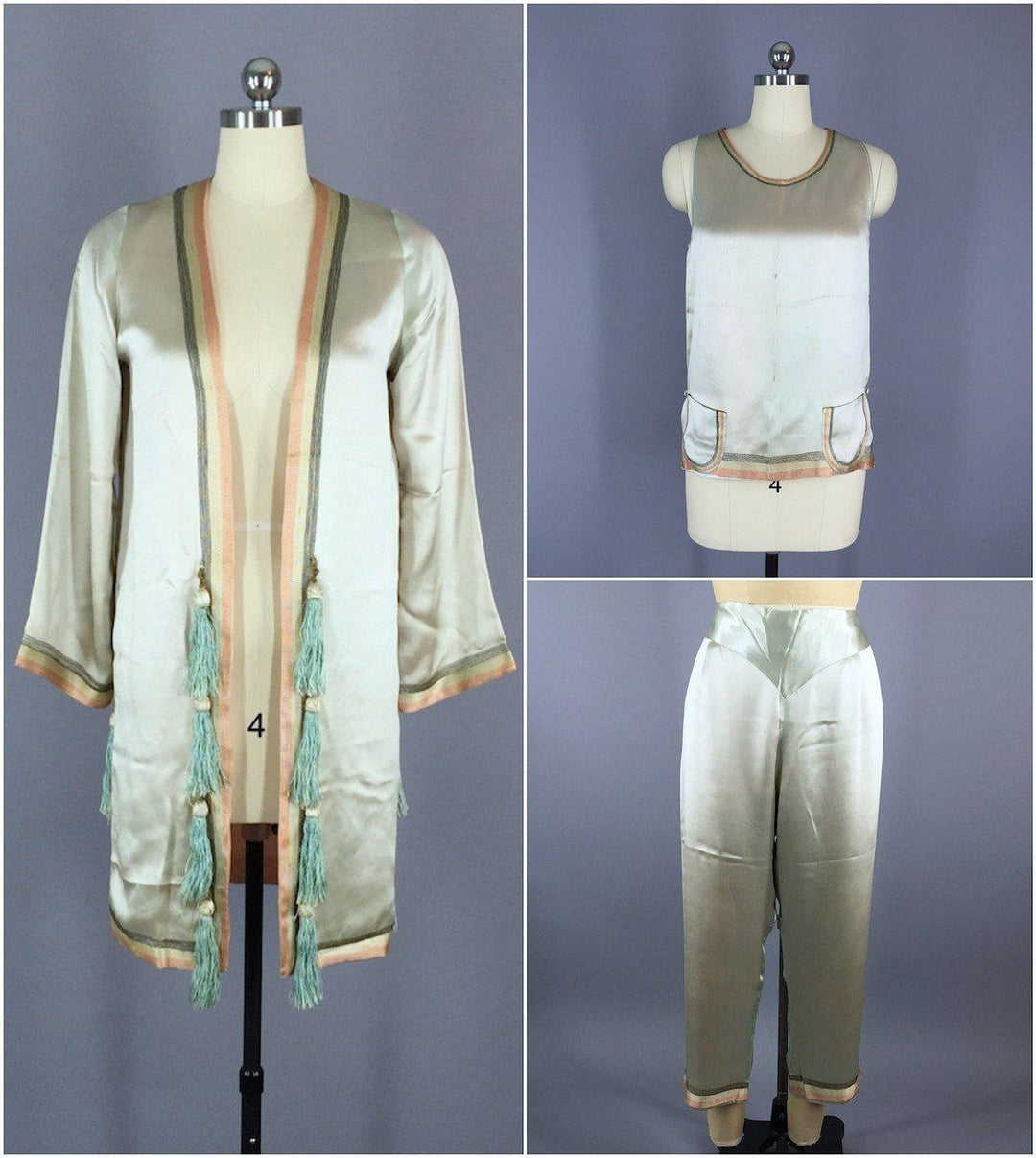 Vintage 1920s Silk Pajama Set - ThisBlueBird