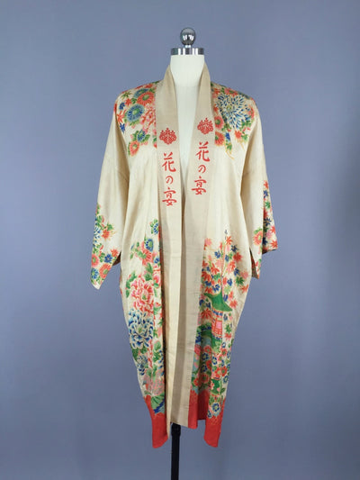 Vintage 1920s Silk Robe / Art Deco Chinoiserie Dressing Gown - ThisBlueBird