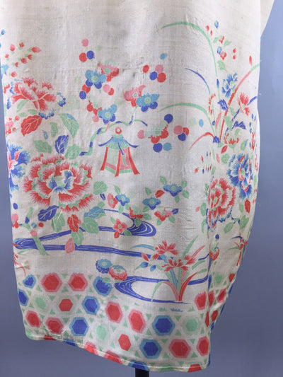 Vintage 1920s Silk Robe / Art Deco Floral Print Pagodas - ThisBlueBird