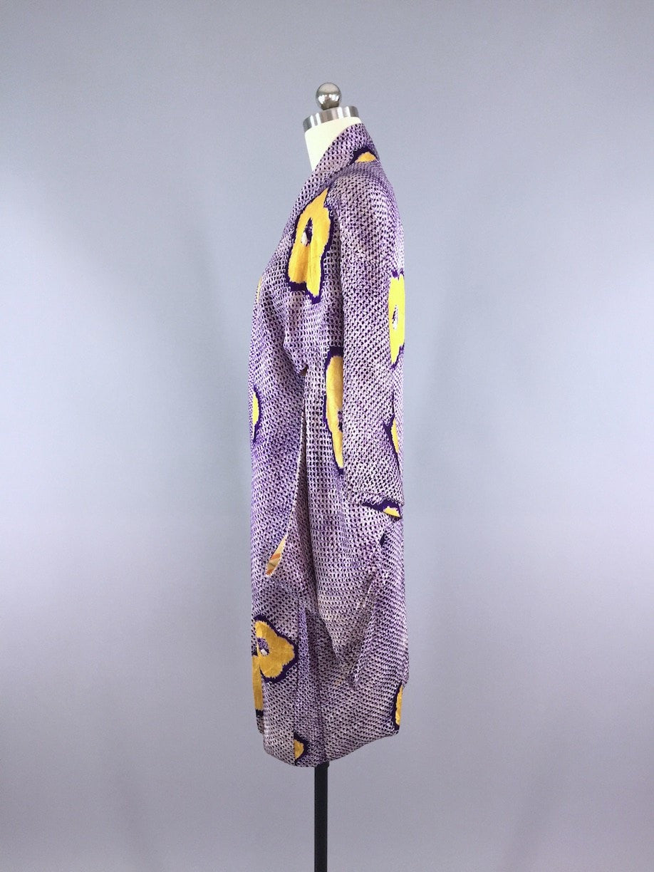 Vintage 1920s Vintage Silk Haori Kimono Jacket / Purple Shibori - ThisBlueBird