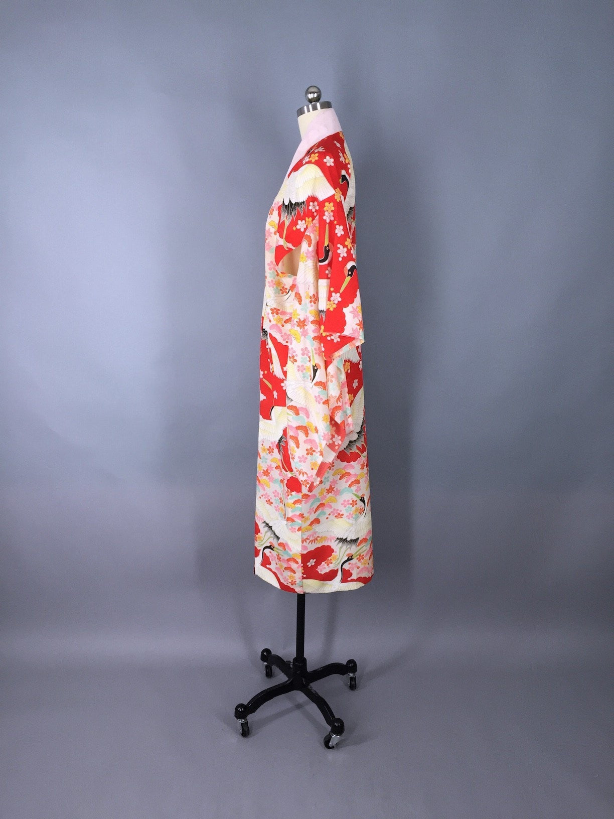 Vintage 1920s Vintage Silk Kimono Robe / Art Deco Crane Birds Novelty ...