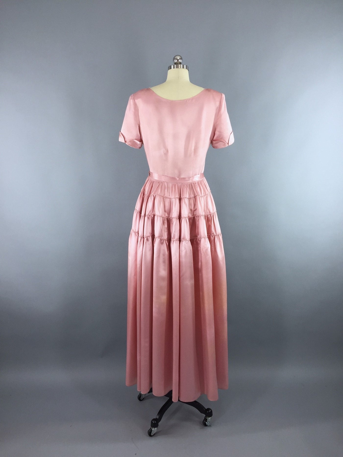 Vintage 1930s-1940s Satin Gown / Pink Maxi Dress - ThisBlueBird