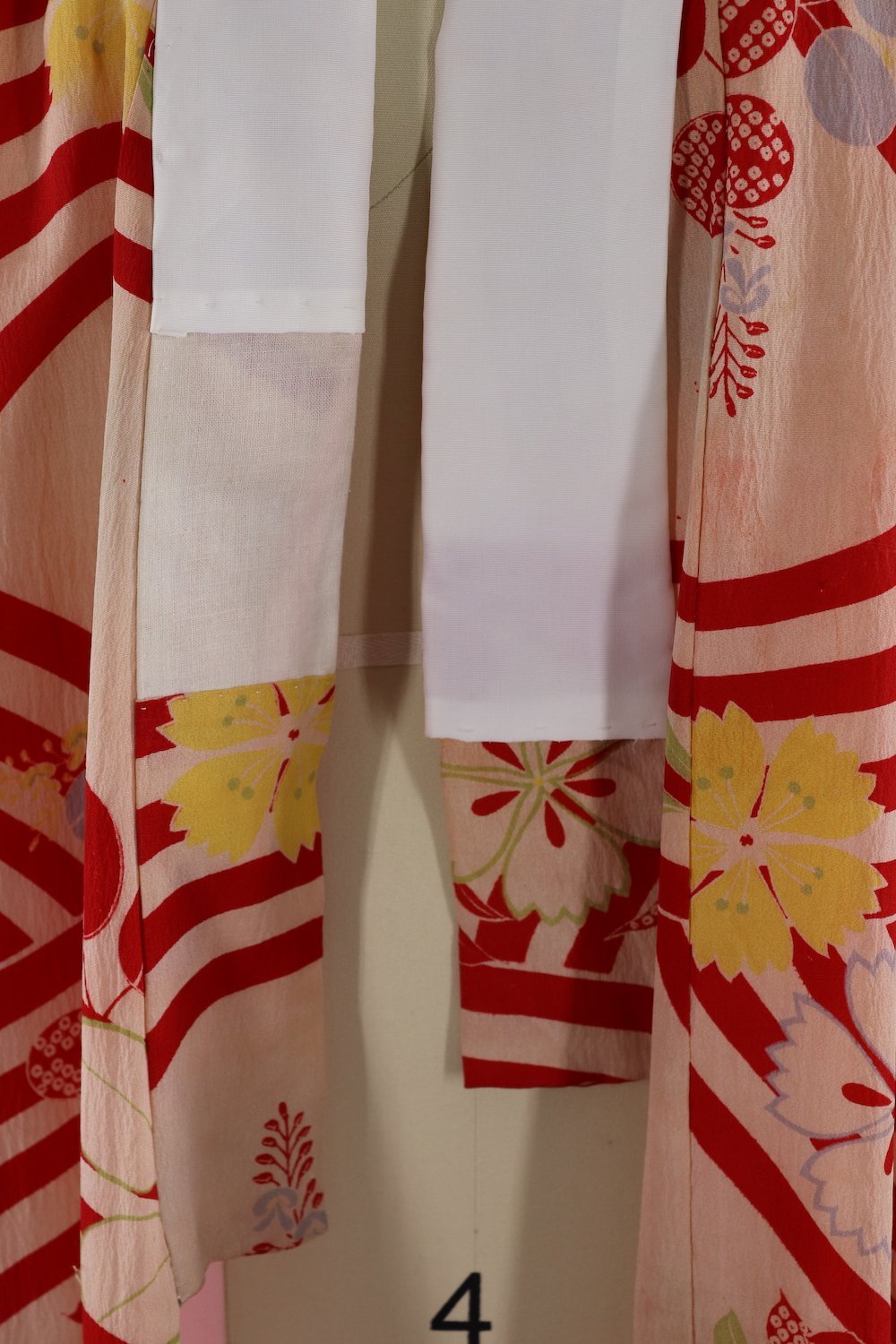 Vintage 1930s 1940s Silk Kimono Robe / Red Ivory Stripes - ThisBlueBird