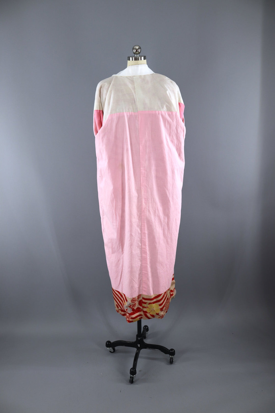 Vintage 1930s 1940s Silk Kimono Robe / Red Ivory Stripes - ThisBlueBird