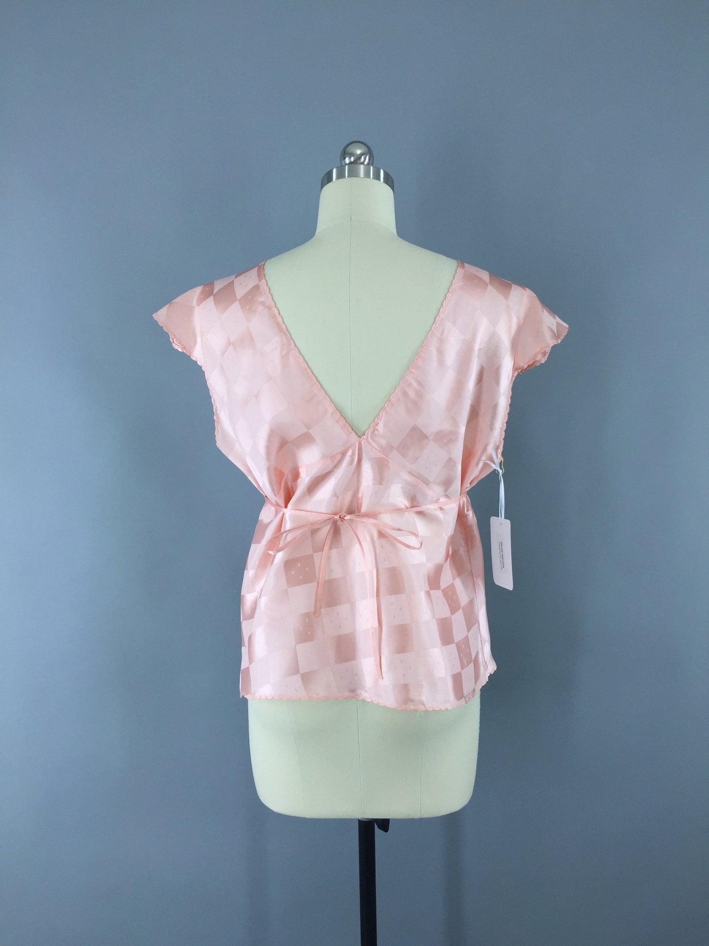 Vintage 1930s-40s Pajama Top in Pastel Pink Satin - ThisBlueBird