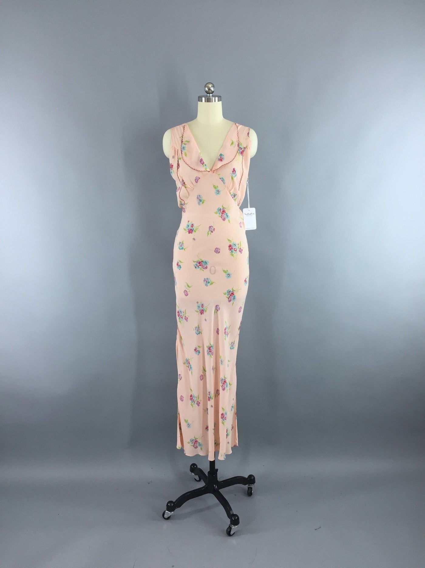 Vintage 1930s Bias Cut Floral Print Nightgown - ThisBlueBird