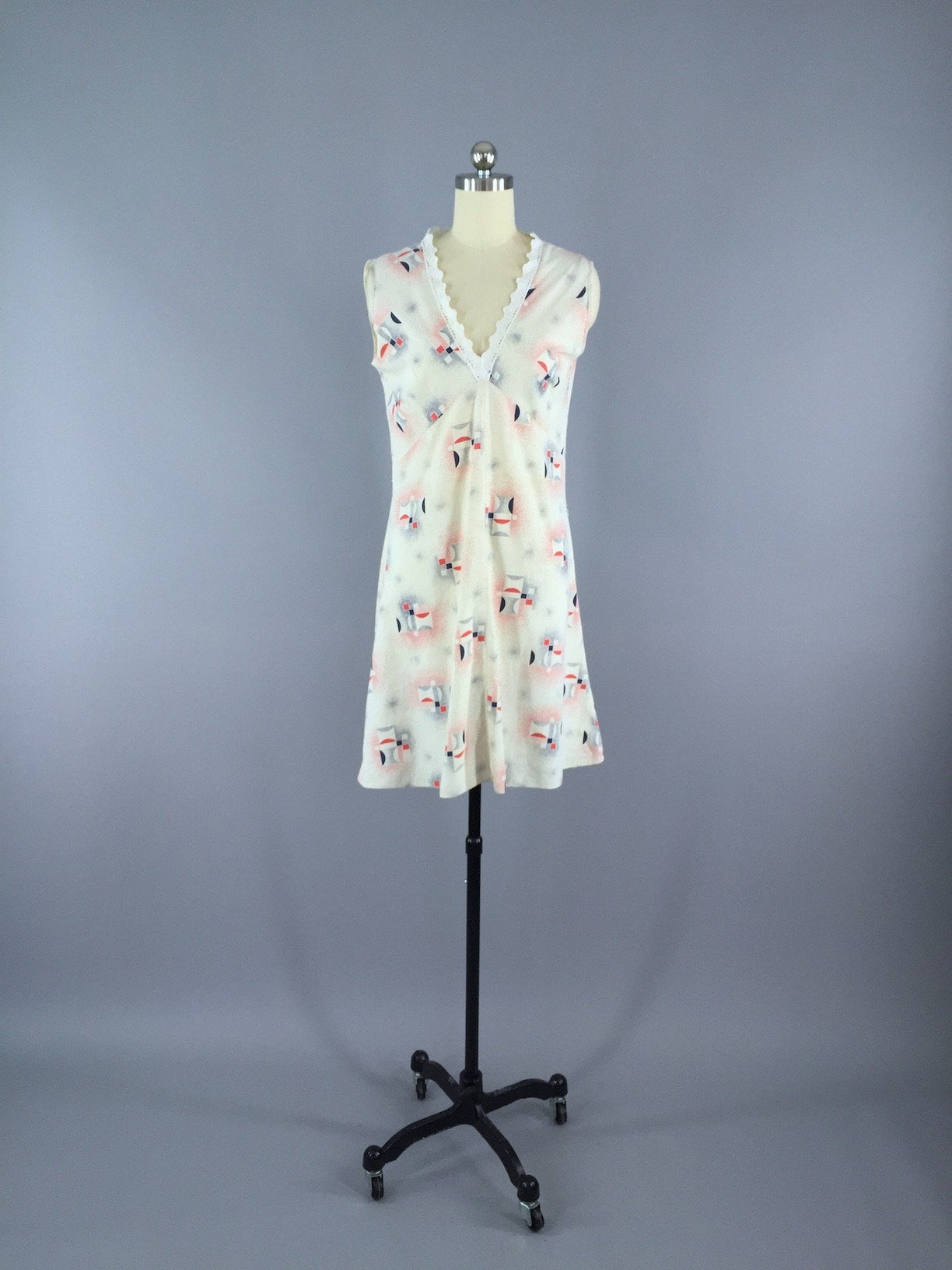 Vintage 1930s Cotton Day Dress / Art Deco Print - ThisBlueBird