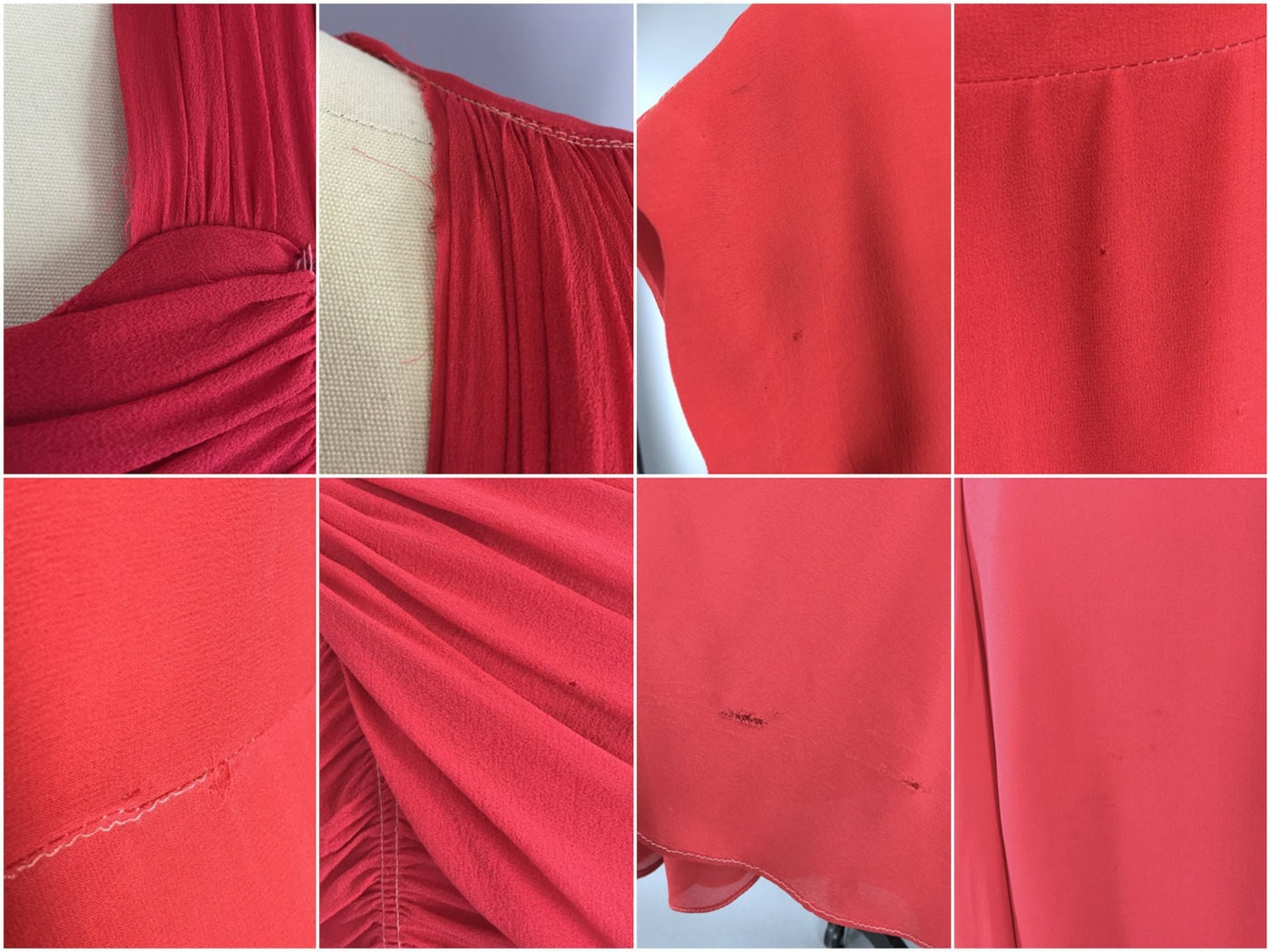 Vintage 1930s Dress / Red Silk Chiffon Maxi Dress - ThisBlueBird