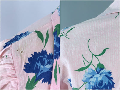 Vintage 1930s Hostess Dress / Floral Print Cotton - ThisBlueBird