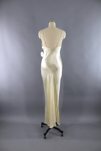Vintage 1930s Ivory Satin Slip Dress - ThisBlueBird