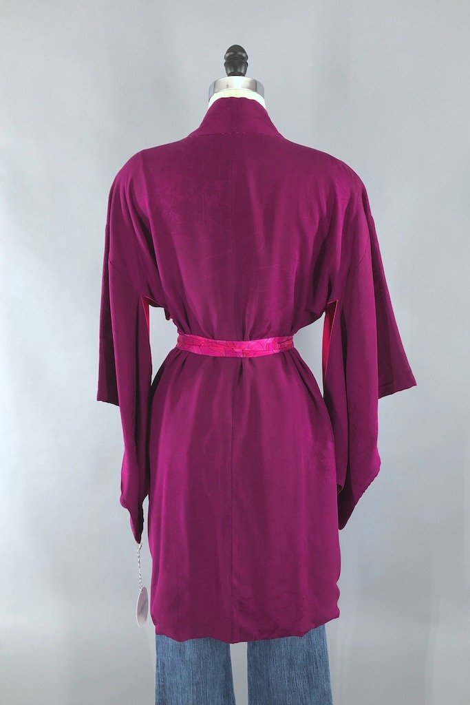 Vintage 1930s Magenta Purple Kimono Cardigan-ThisBlueBird - Modern Vintage