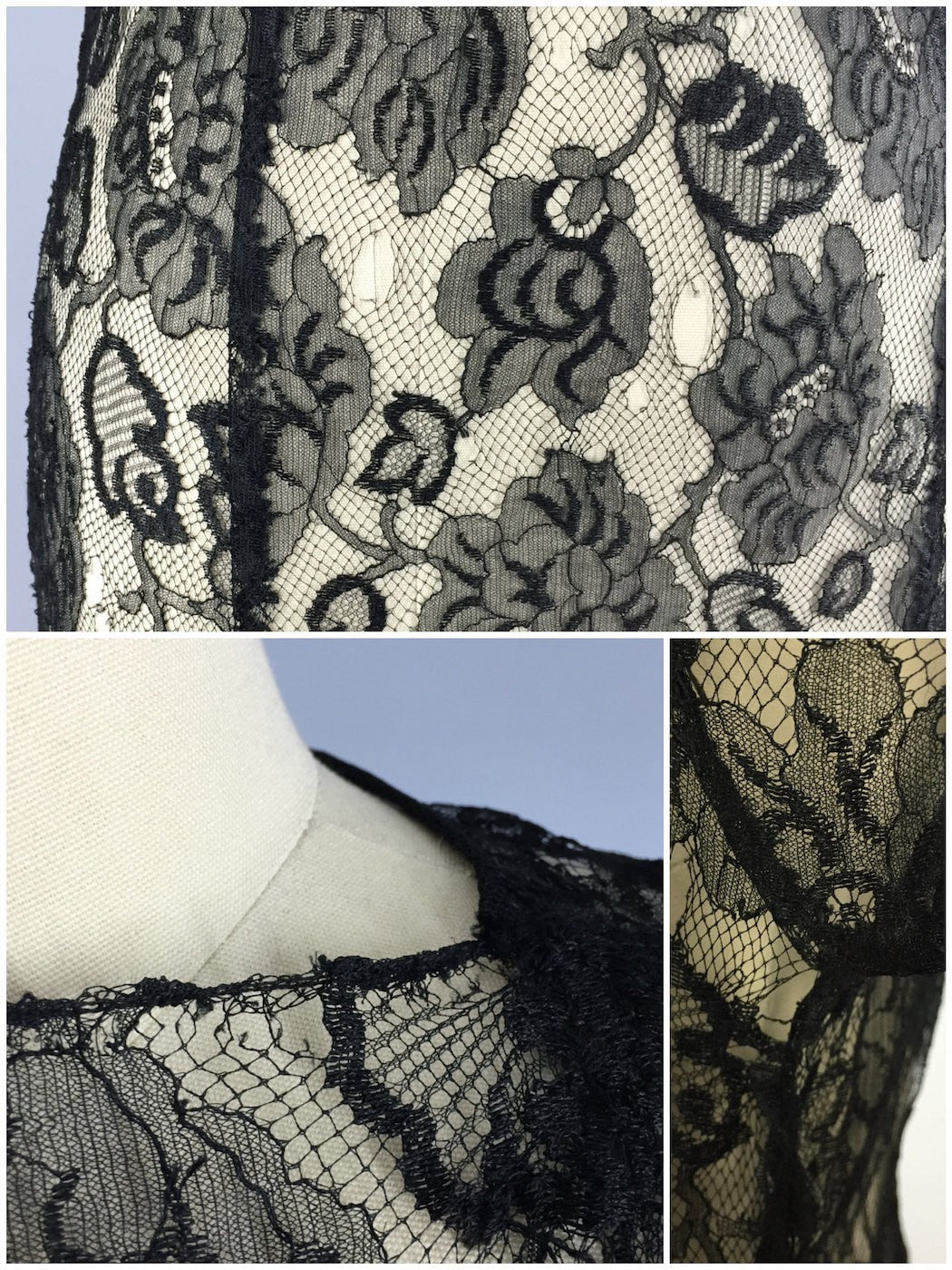 Vintage 1930s Maxi Dress / Black Lace - ThisBlueBird