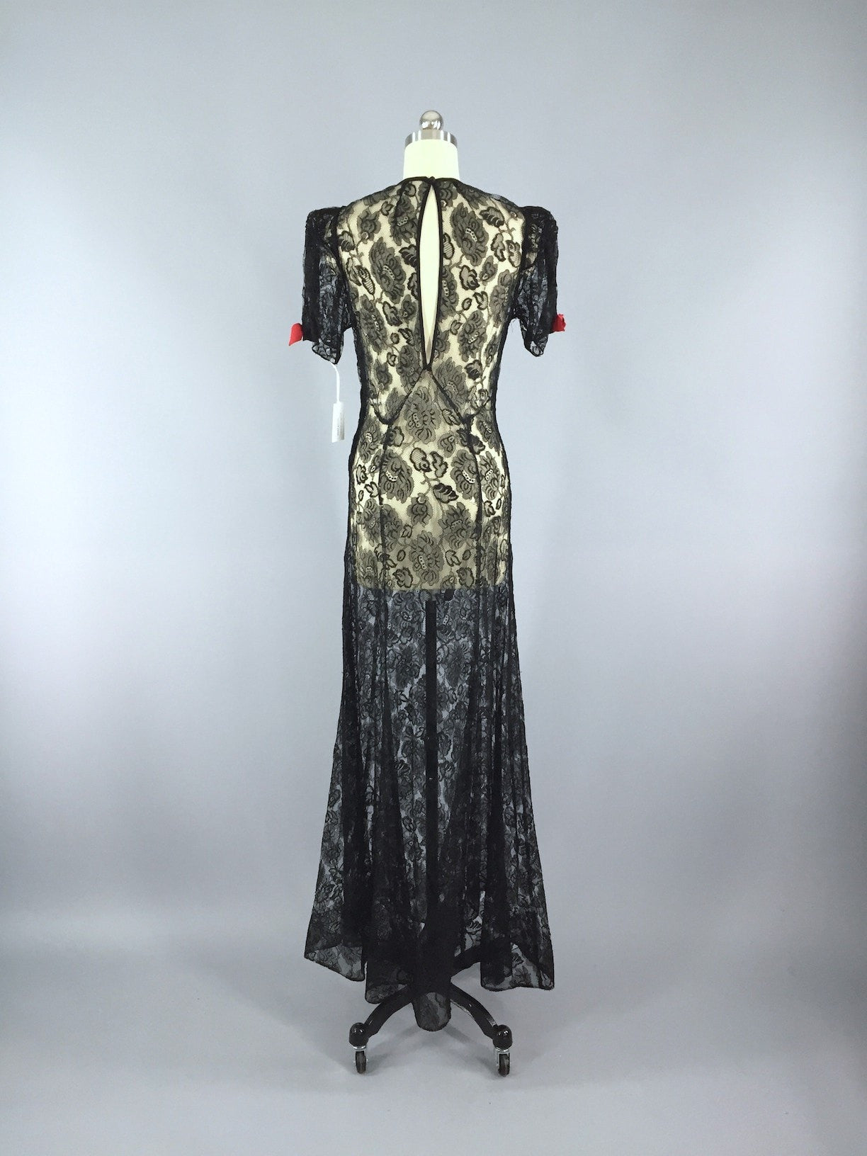 Vintage 1930s Maxi Dress / Black Lace - ThisBlueBird