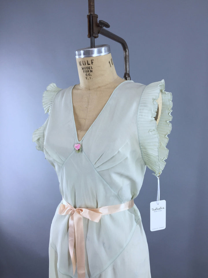 Vintage 1930s Mint Green Beach Pajamas Jumpsuit - ThisBlueBird