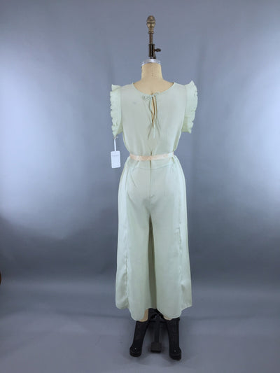 Vintage 1930s Mint Green Beach Pajamas Jumpsuit - ThisBlueBird