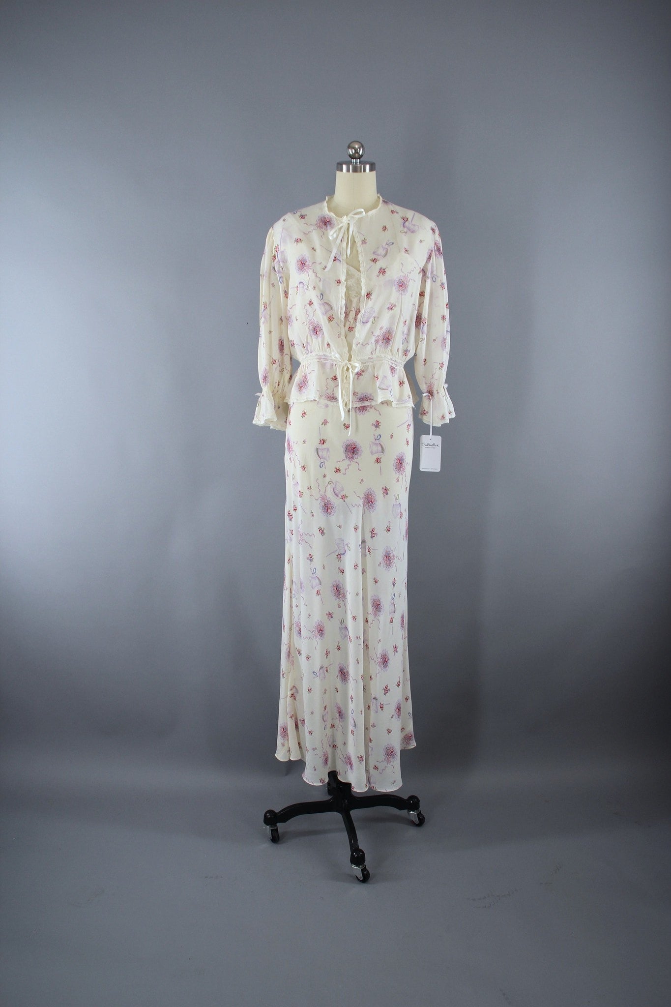 Vintage 1930s Nightgown Set / Wedding Novelty Print - ThisBlueBird
