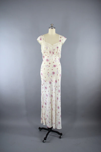 Vintage 1930s Nightgown Set / Wedding Novelty Print - ThisBlueBird