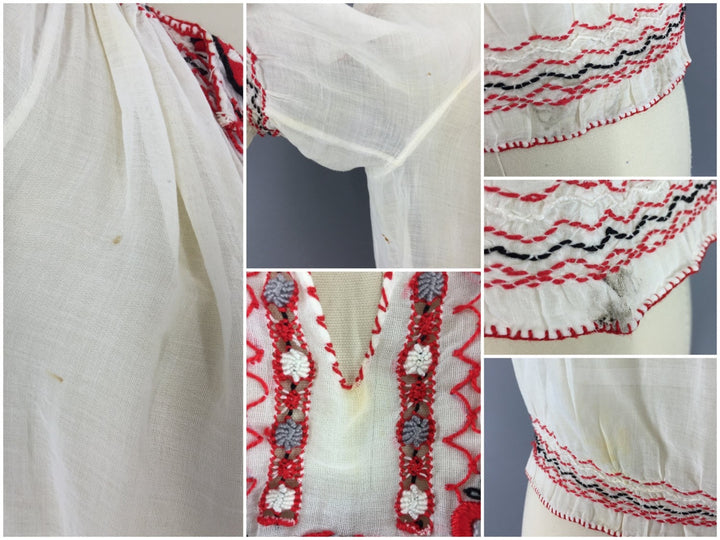 Vintage 1930s Peasant Blouse / Hungarian Embroidered - ThisBlueBird
