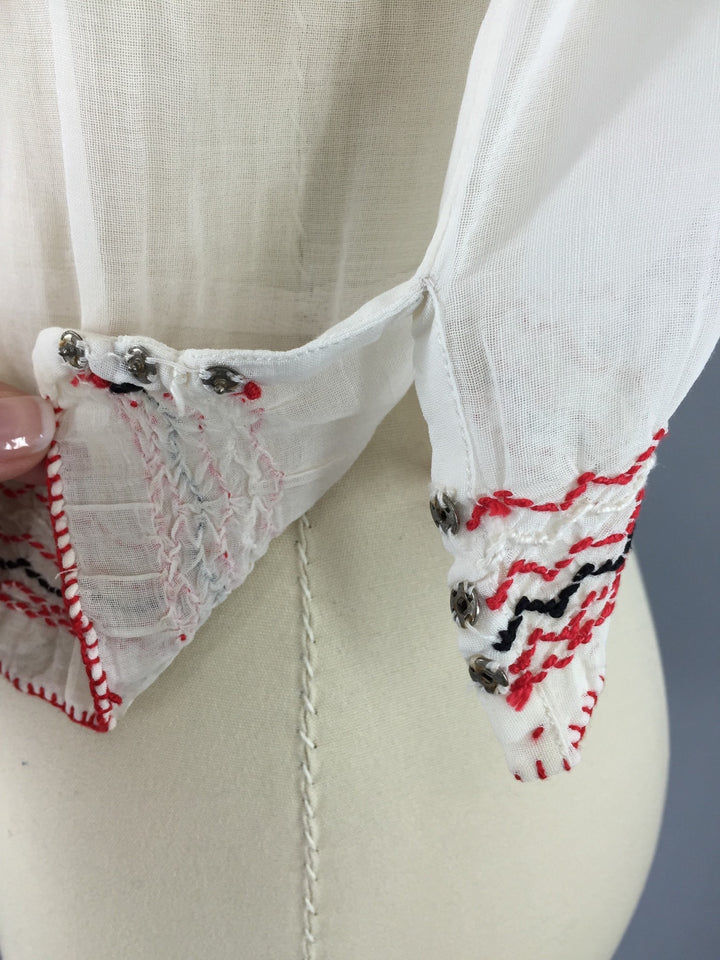 Vintage 1930s Peasant Blouse / Hungarian Embroidered - ThisBlueBird