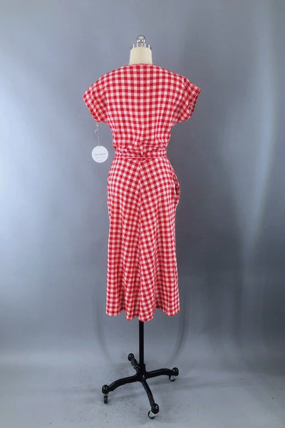 Vintage 1930s Red Gingham Dress-ThisBlueBird - Modern Vintage