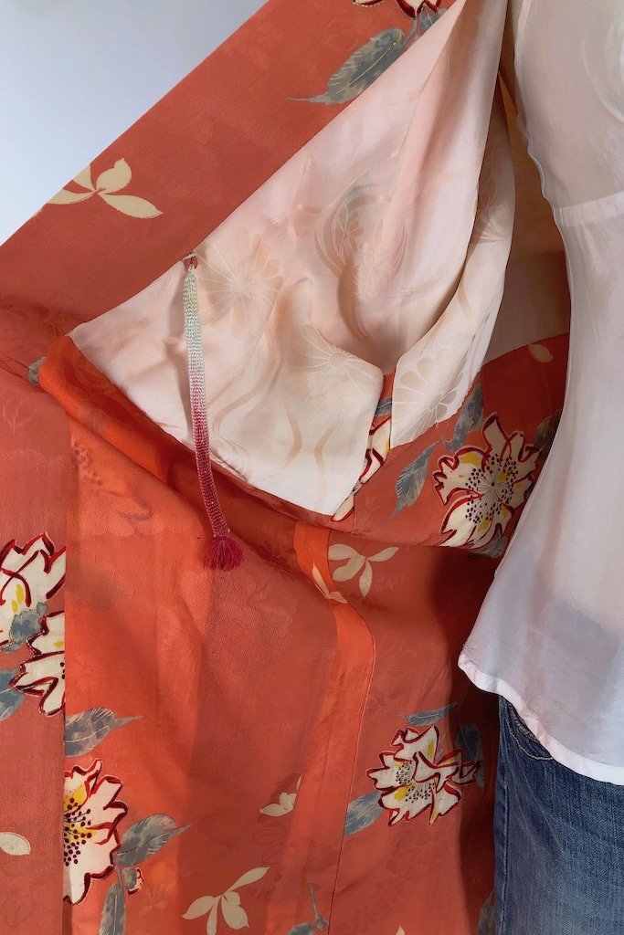 Vintage 1930s Salmon Silk Kimono Cardigan-ThisBlueBird - Modern Vintage