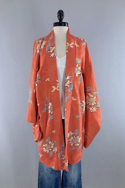 Vintage 1930s Salmon Silk Kimono Cardigan-ThisBlueBird - Modern Vintage