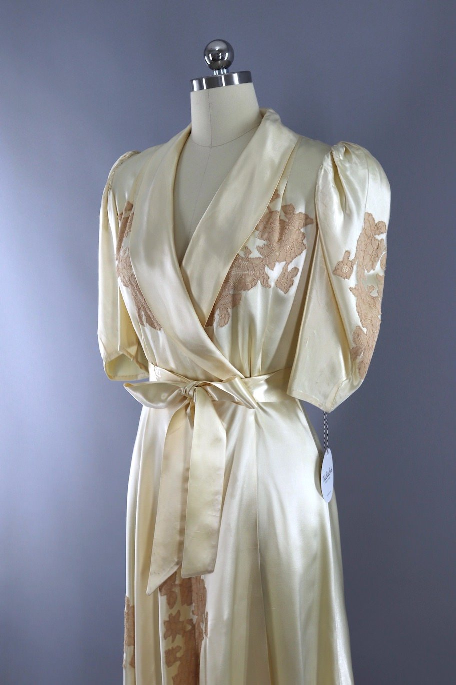 knee length dresses for ladies Teuta French Lace Trimmed Silk Robe