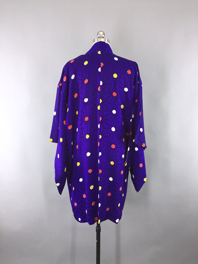 Vintage 1930s Silk Haori Kimono Cardigan / Purple Dots Shibori - ThisBlueBird