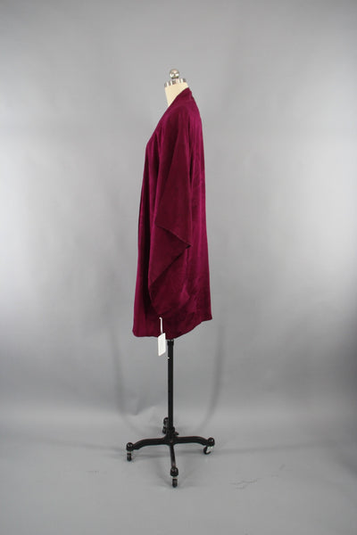 Vintage 1930s Silk Haori Kimono Jacket Cardigan in Cranberry Red Magenta - ThisBlueBird