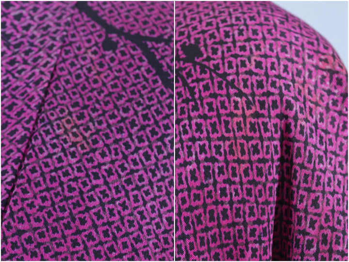Vintage 1930s Silk Haori Kimono Jacket Cardigan / Purple &amp; Black Shibori Cherry Blossom Print - ThisBlueBird