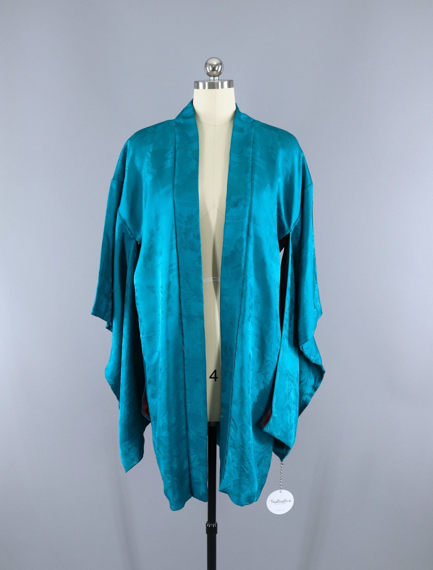 Vintage 1930s Silk Haori Kimono Jacket Cardigan / Turquoise Blue - ThisBlueBird
