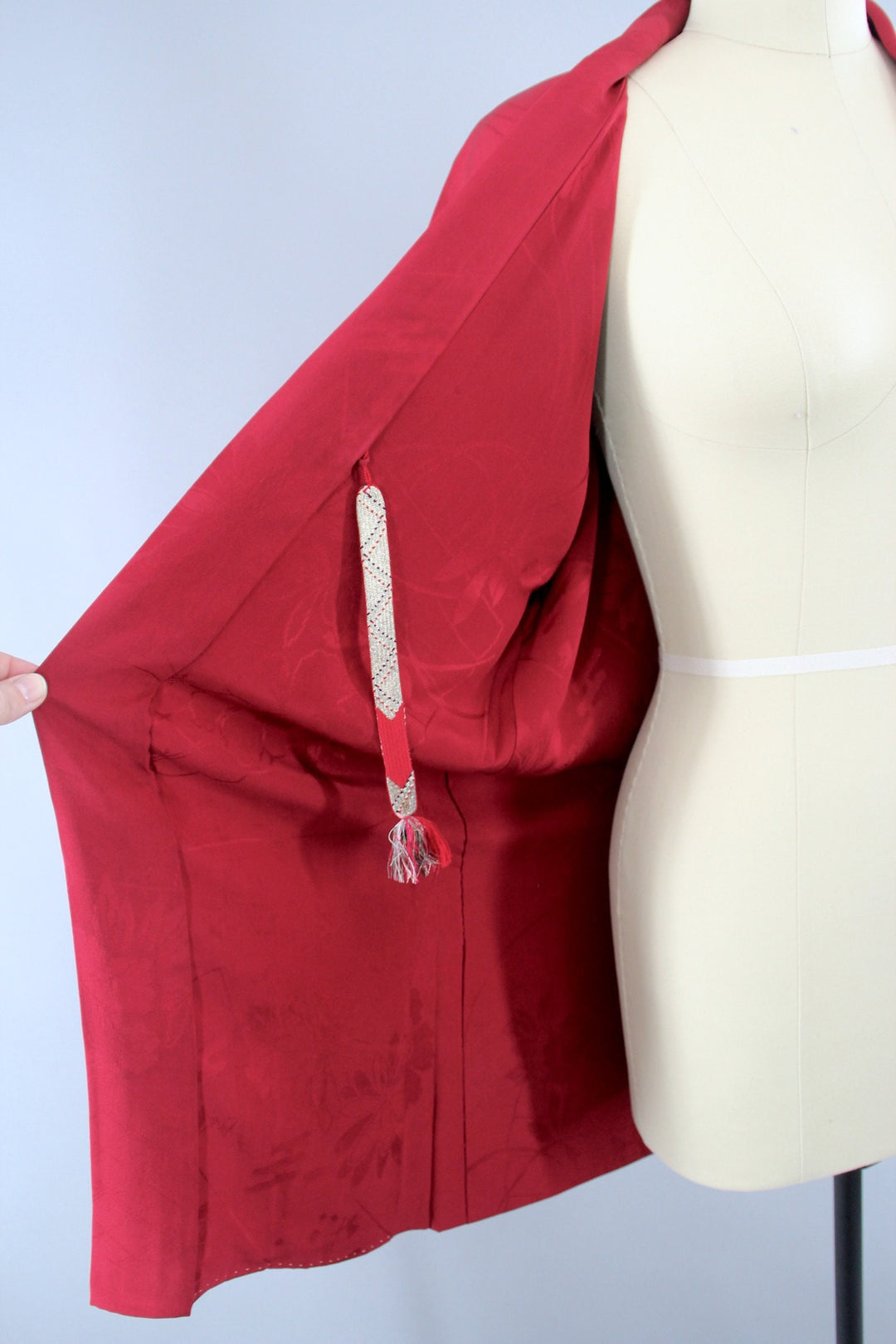 Vintage 1930s Silk Haori Kimono Jacket in Brick Red - ThisBlueBird
