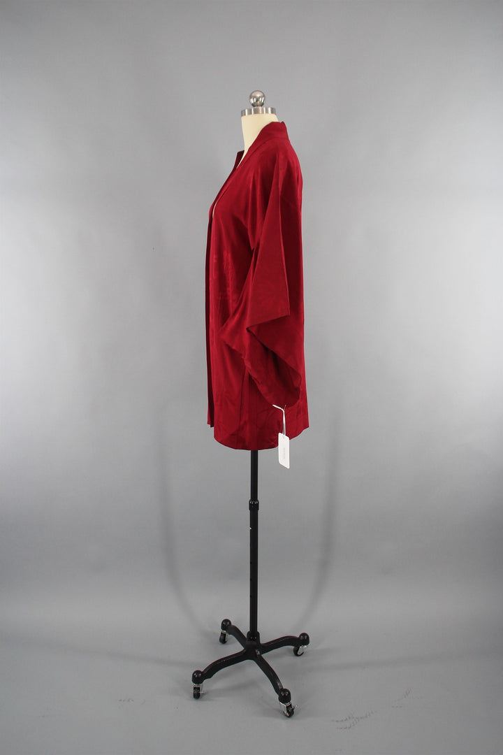 Vintage 1930s Silk Haori Kimono Jacket in Brick Red - ThisBlueBird