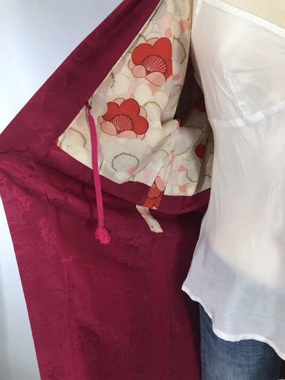 Vintage 1930s Silk Kimono Cardigan Jacket / Cranberry Red - ThisBlueBird