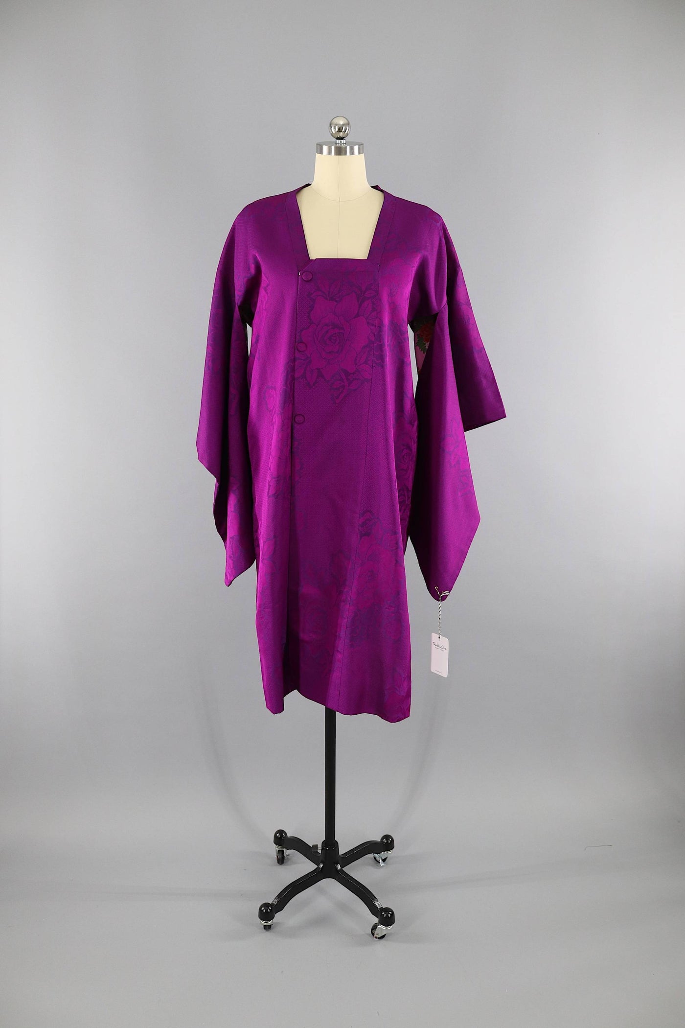 Vintage 1930s Silk Kimono Jacket Cardigan Michiyuki / Magenta & Purple - ThisBlueBird