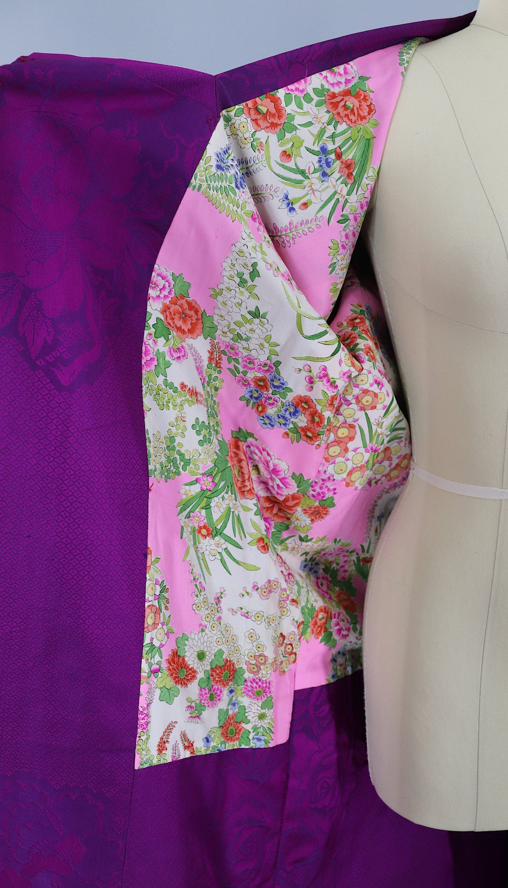 Vintage 1930s Silk Kimono Jacket Cardigan Michiyuki / Magenta & Purple ...