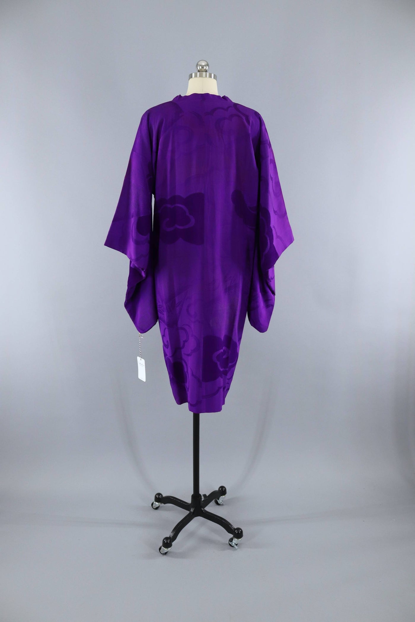 Vintage 1930s Silk Kimono Jacket Cardigan Michiyuki / Royal Purple Flocked Velvet - ThisBlueBird