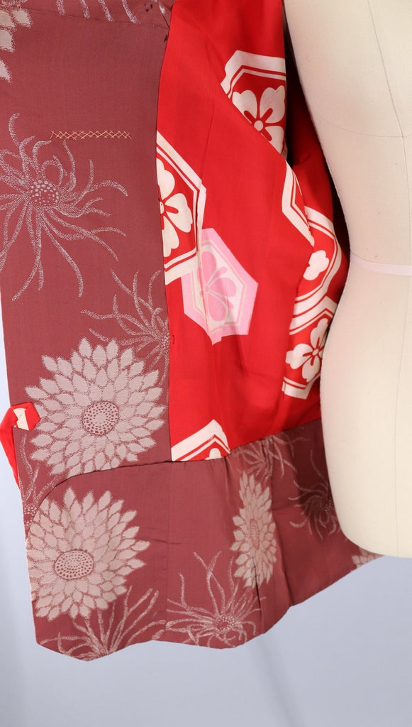 Vintage Silk Kimono Jacket / Copper Brown Floral Embroidery - ThisBlueBird