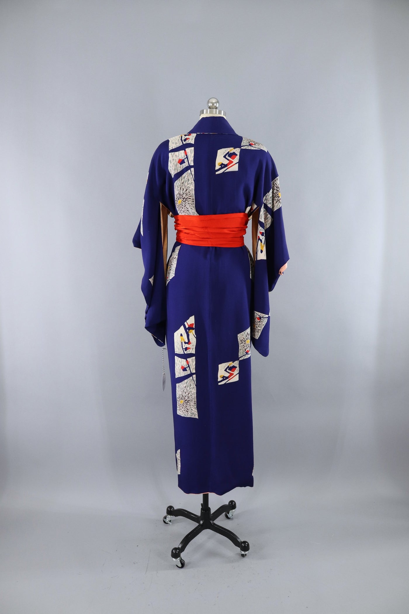Vintage 1930s Silk Kimono Robe / Art Deco Blue Floral - ThisBlueBird