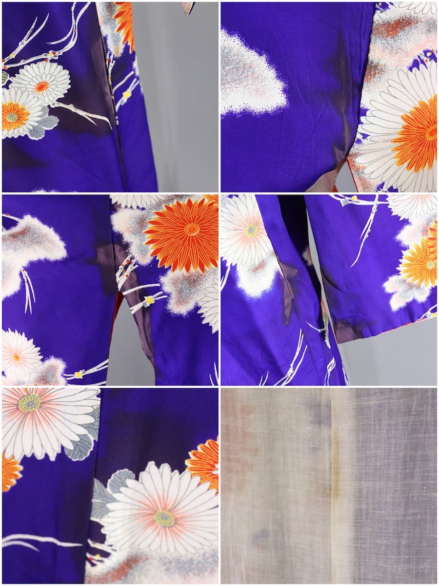 Vintage 1930s Silk Kimono Robe / Blue and Orange Floral - ThisBlueBird