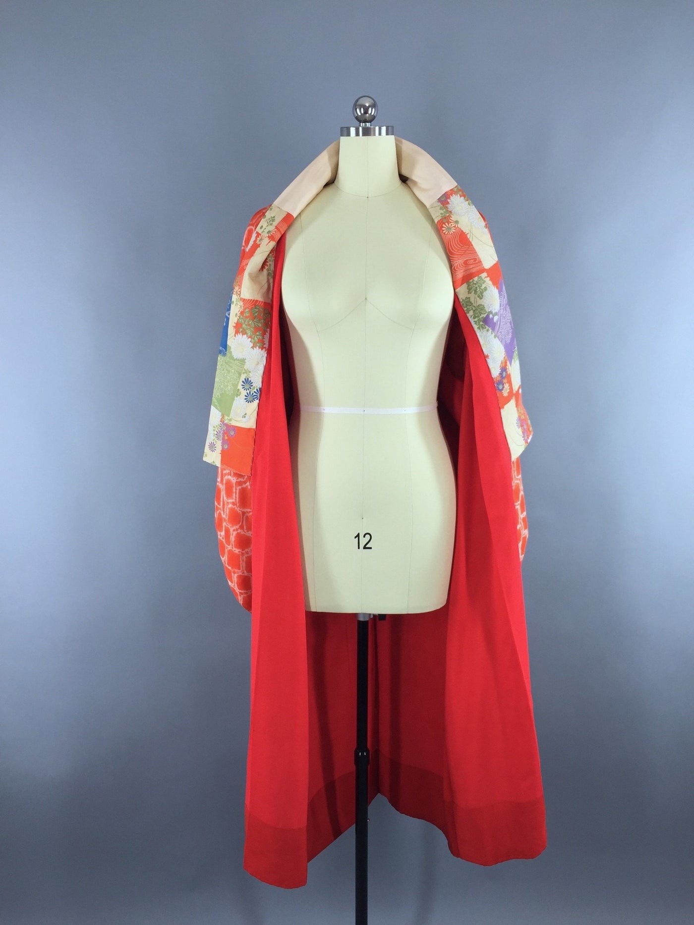 Vintage 1930s Silk Kimono Robe in Orange Shibori - ThisBlueBird