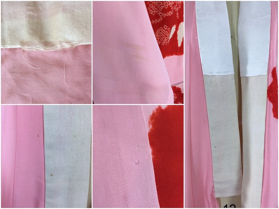 Vintage 1930s Silk Kimono Robe / Pink and Red Shibori Dyed Silk - ThisBlueBird