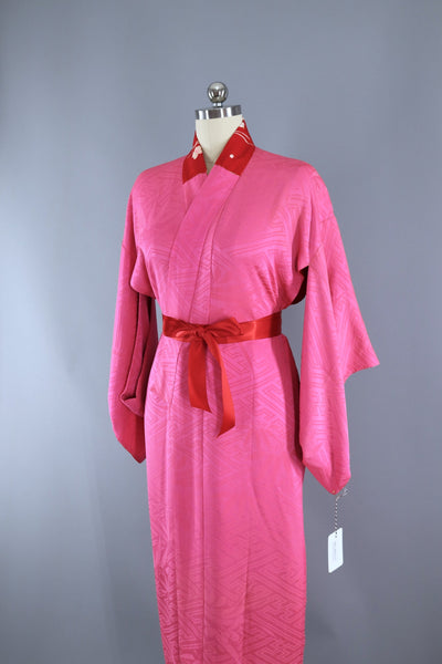 Vintage 1930s Silk Kimono Robe / Shocking PINK - ThisBlueBird