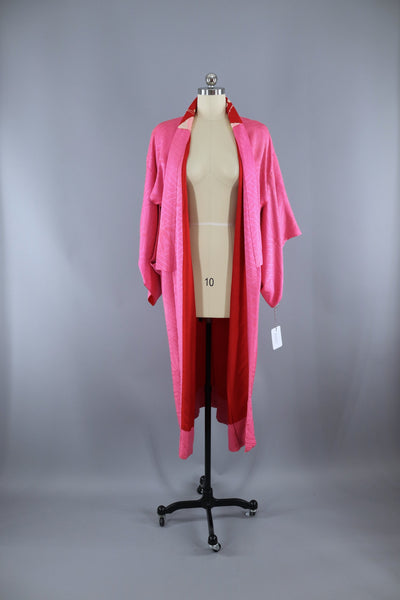 Vintage 1930s Silk Kimono Robe / Shocking PINK - ThisBlueBird