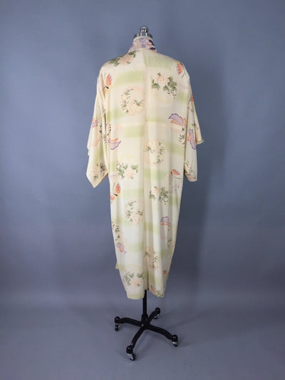 Vintage 1930s Silk Kimono Robe with Butterflies Novelty Print - ThisBlueBird