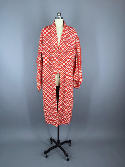 Vintage 1930s Silk Kimono Robe with Diamond Print - ThisBlueBird