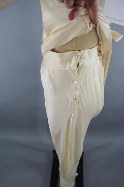 Vintage 1930s Silk Satin and Lace Pajamas Loungewear - ThisBlueBird